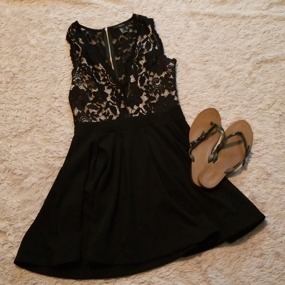 Forever 21 black and tan lace dress